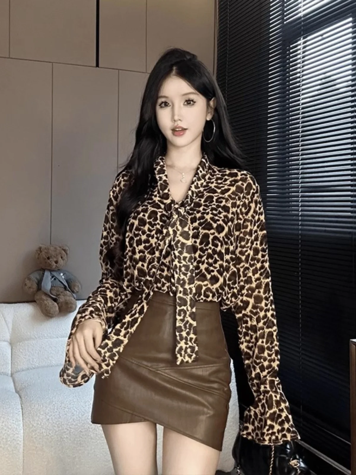 Pure Desire сексуальные рубашки с v-образным вырезом и леопардовым принтом женские