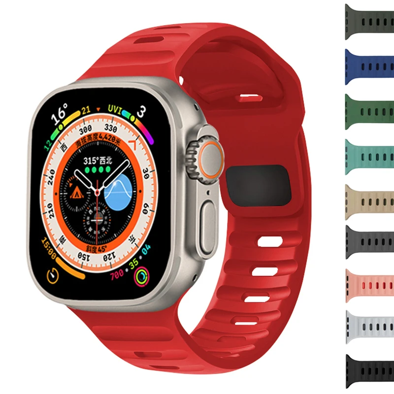 

Silicone Strap For Apple Watch Band 44mm 45mm 42mm 41mm 40mm 38 sport band bracelet iwatch Serise 9 8 7 6 3 se Ultra 2 band 49mm