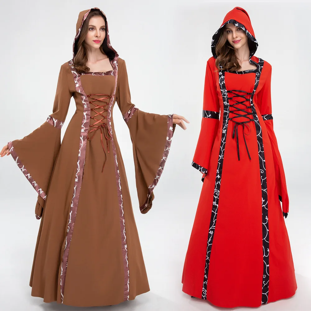 

Medieval Dress Halloween Costumes for Women Cosplay Palace Noble Long Robes Ancient Bell Sleeve Costume