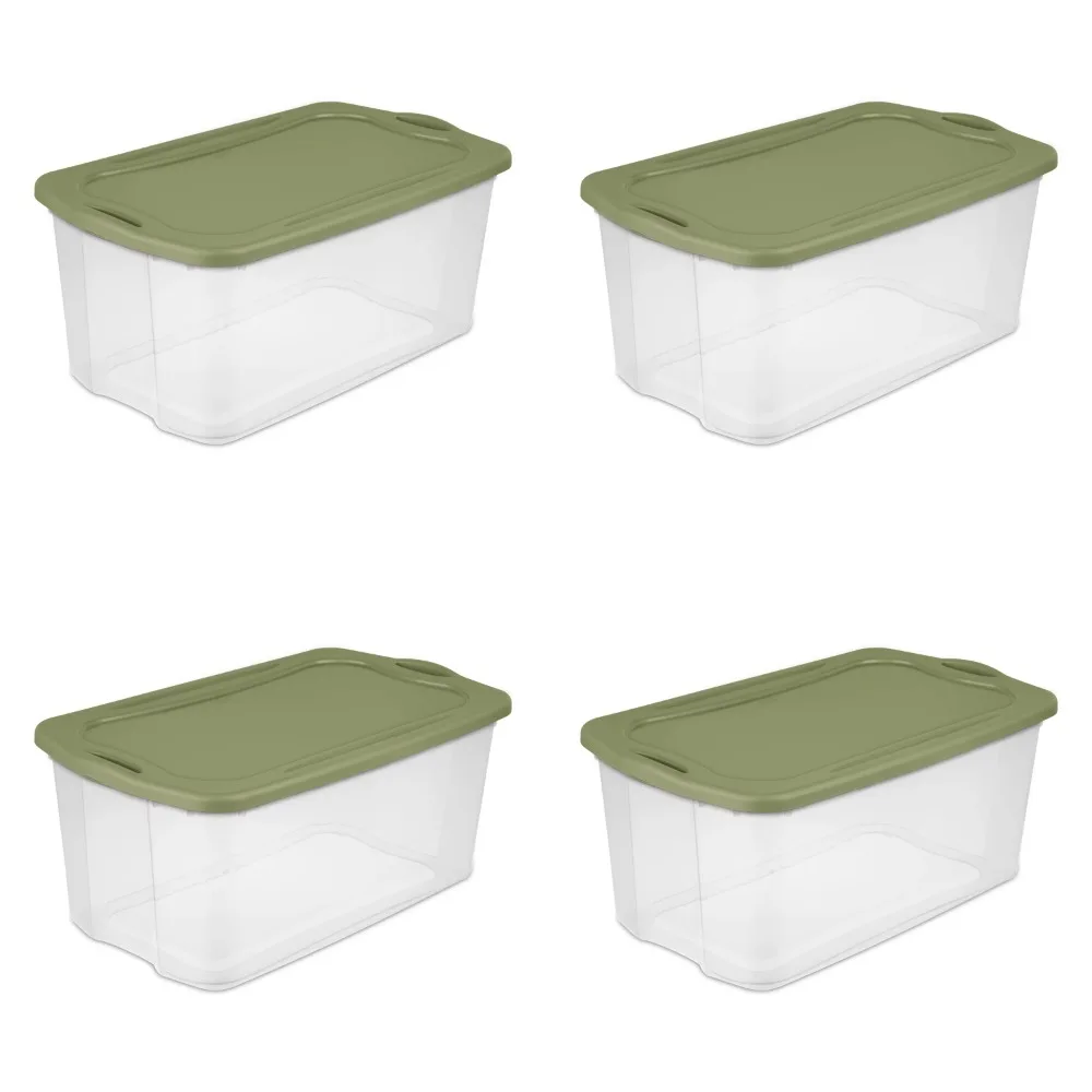 

120 Qt. EZ Carry Plastic, Clear/Sage Legume, Set Of 4