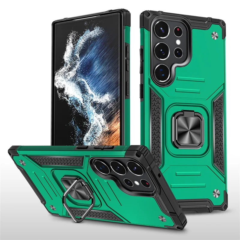 

For Samsung Galaxy S23 Ultra Case Magnetic Metal Finger Ring Stand Armor Shockproof Phone Cases for Samsung S23 Plus S 23 Ultra