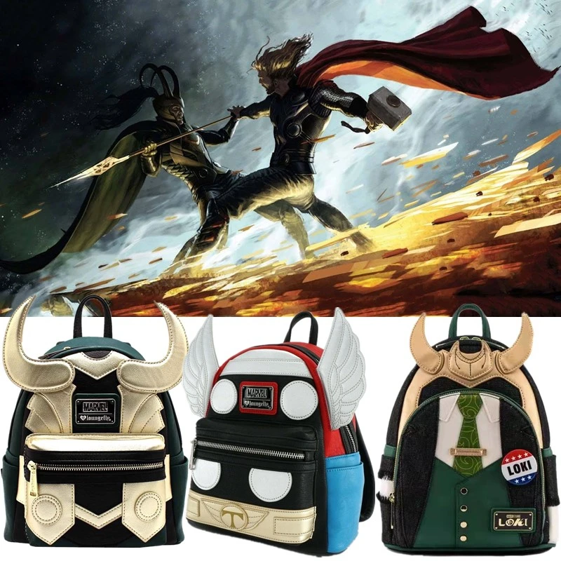 

Superhero Thor God of Evil Lies Loki Laufeyson Cosplay Costume PU Backpack School Bag Halloween Props Xmas Gift