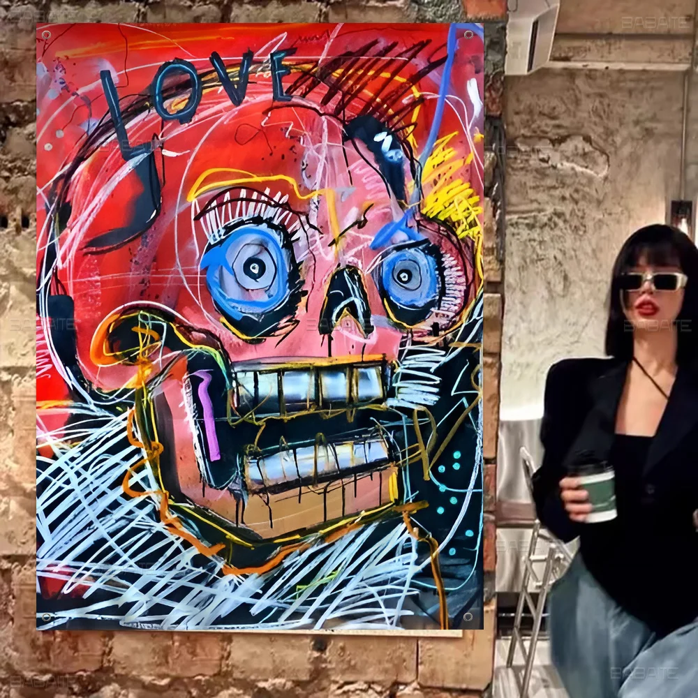 Art J-Jean-Michels Basquiats Классический винтажный флаг сделай сам для семейной группы Фото