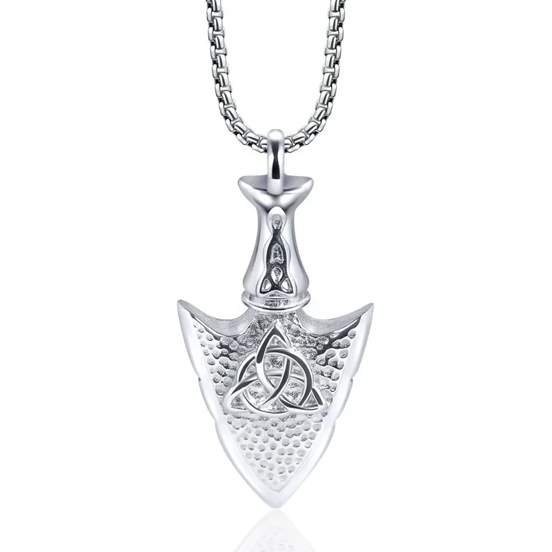 

Mens Hammered Arrow Pendant Necklaces Nordic Viking Celtic Knot Pendant Amulet Charms Man Stainless Steel Jewelry