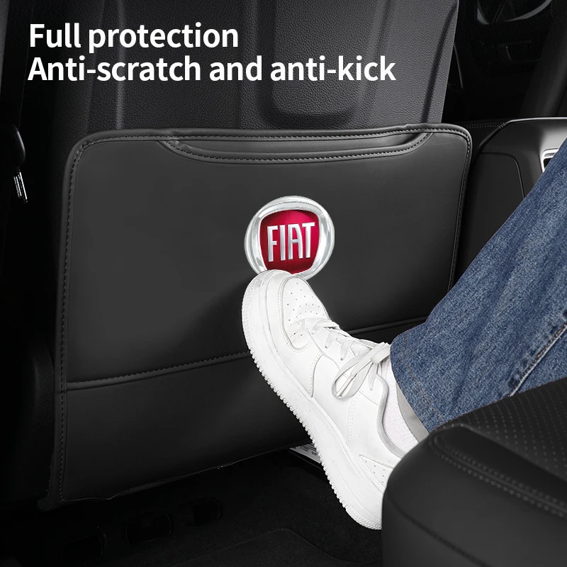 

Car Seat Back Cover Protector Anti Kick Pad for Kids Children PU Leather Seat Organizer for FIAT Grande Punto 500 Abarth Tipo