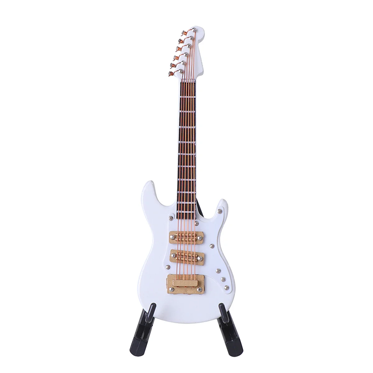 

Wooden Miniature Guitar with Stand and Case Electric Guitar Model Miniature Musical Instrument Decoration White Classical