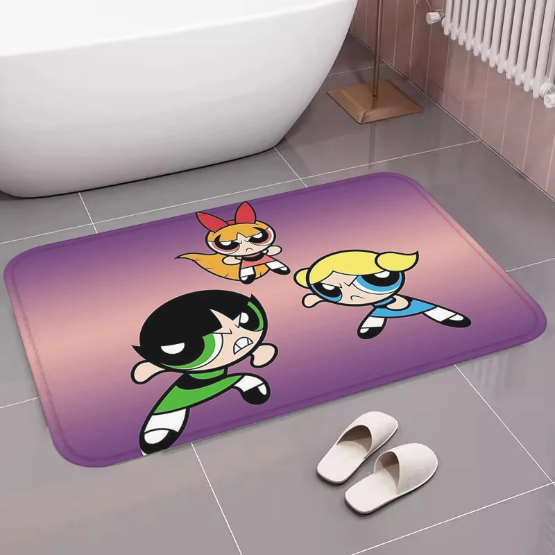 

P-powerpuff Girls Washable Non-slip Kitchen Rug House Entrance Mat Home Bedroom Mats Room Rugs Custom Carpets Bathroom Carpet