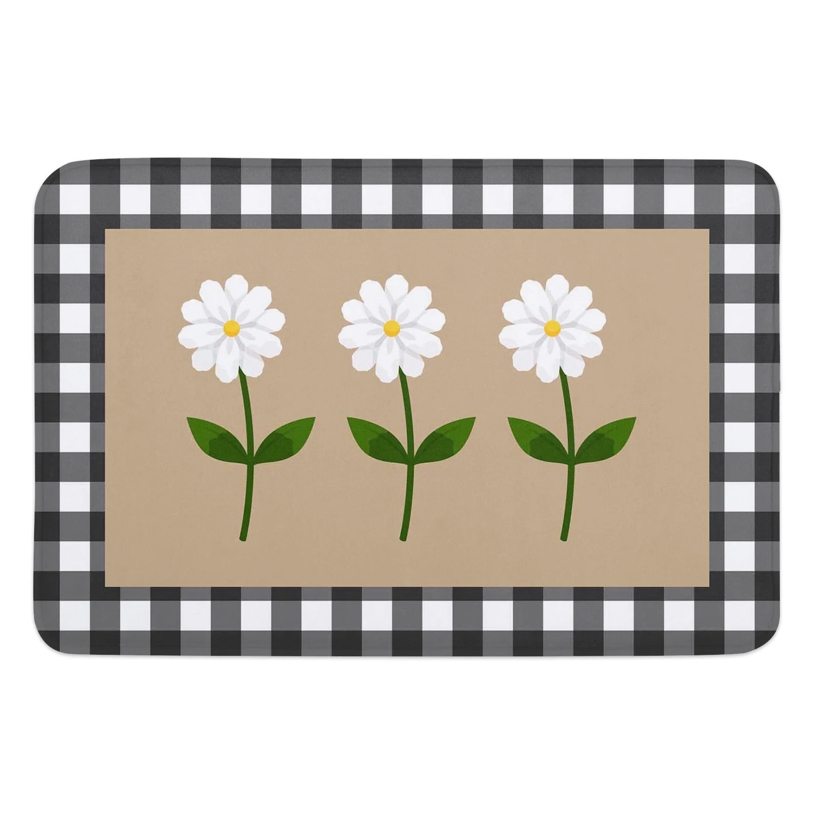 

Small Daisy Black And White Plaid Grounding Mat Rug For Kitchen Welcome Mat Floor Rug Bath Mat Runner Rugs