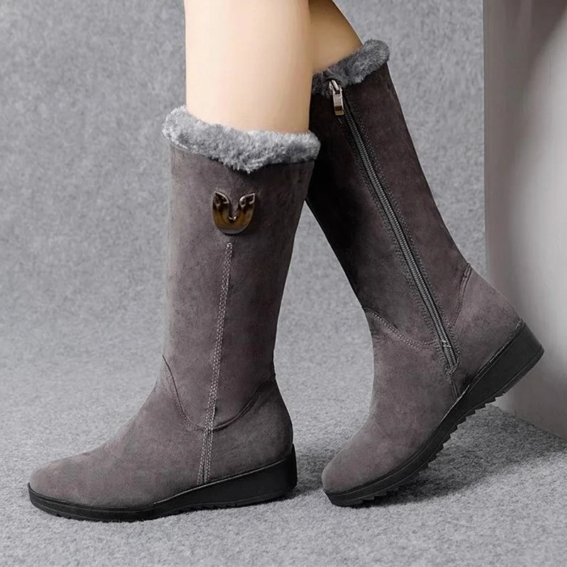Low-heeled Gladiator 2022 New Winter Mature Warmth Mujer Botas Zipper Fashion Motorcycle Boots Designer Platform Women's Shoes