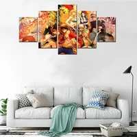 5 panels hd japan anime pirate king characters posters modern home decorative canvas printing and on the wall pictures painting