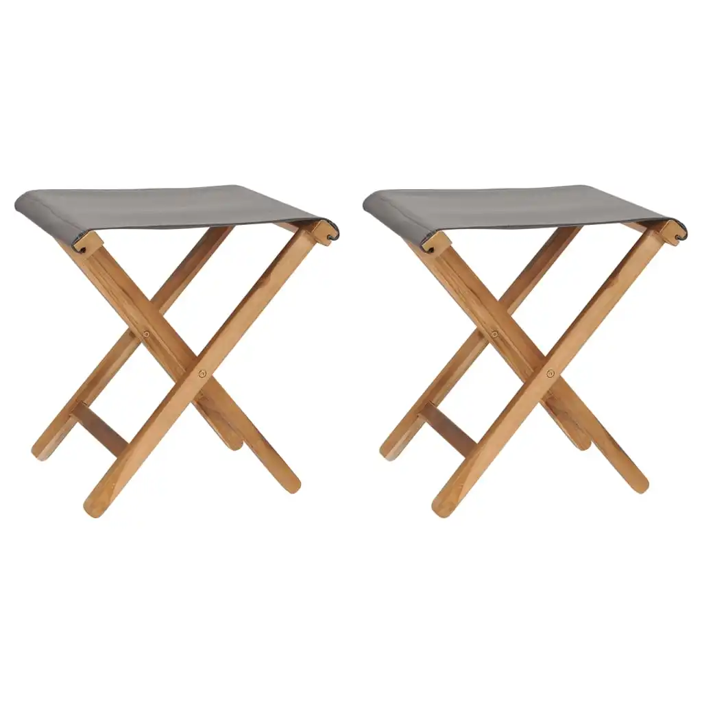 

Folding Garden Chair of 2, Solid Teak Wood and Fabric Outdoor Seat Chair, Patio Furniture Dark Grey 38 x 38 x 46 cm