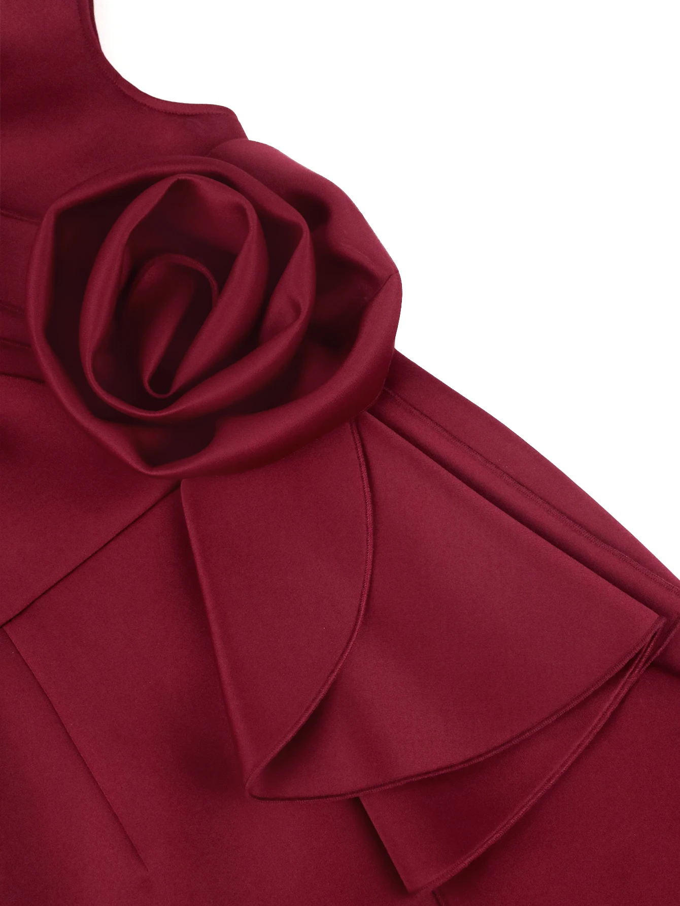 Платье женское бордовое с круглым вырезом без рукавов высокой талией