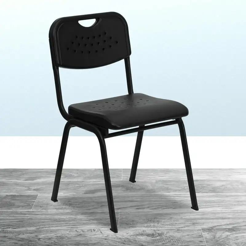 

HERCULES Series 880 . Capacity Black Plastic Stack Chair with Open Back and Black Frame