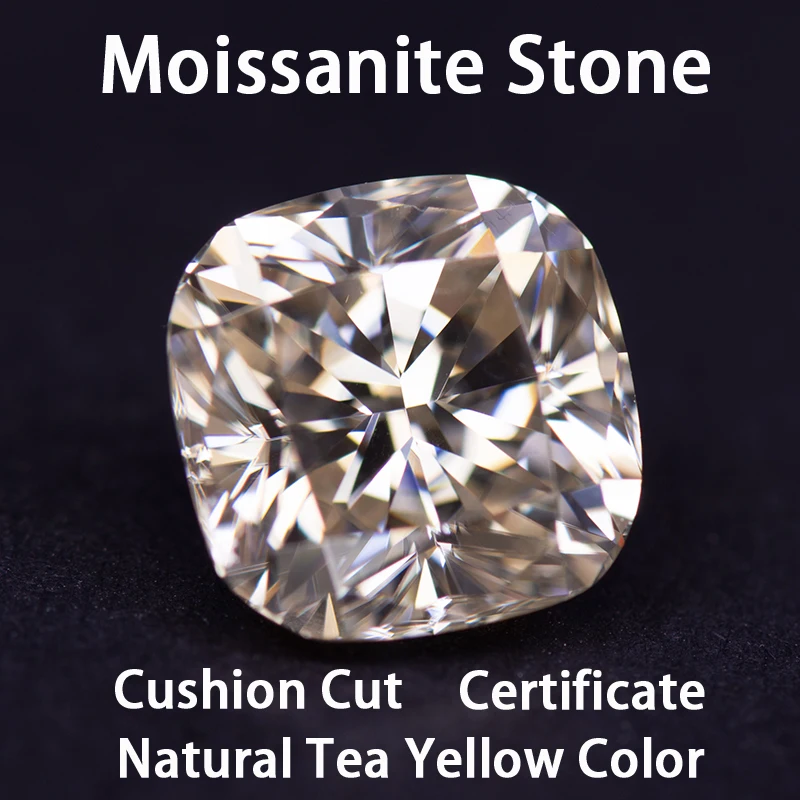 Муассанит Камень Натуральный Чай Желтый Цвет Подушка Огранки Подвески