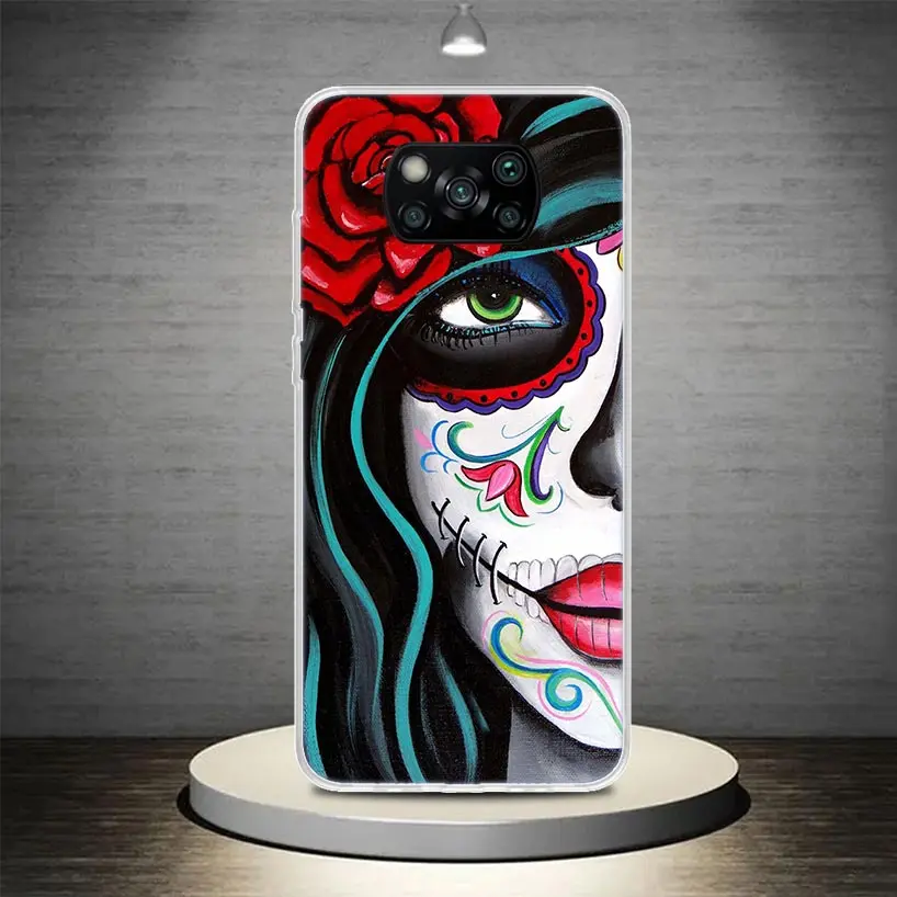 Catrina Beautiful Rose Girl Skull Phone Case Cover For Xiaomi Mi Poco X3 Nfc X4 M3 M4 Pro M2 F3 F2 F1 Note 10 A3 A2 Lite A1 CC9E images - 6