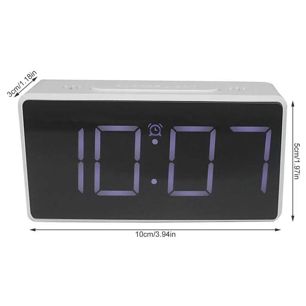 

Цифровой светодиодный Будильник с зеркальным таймером, электронные часы для студентов, прикроватный офис, гостиная, белый/черный цвет