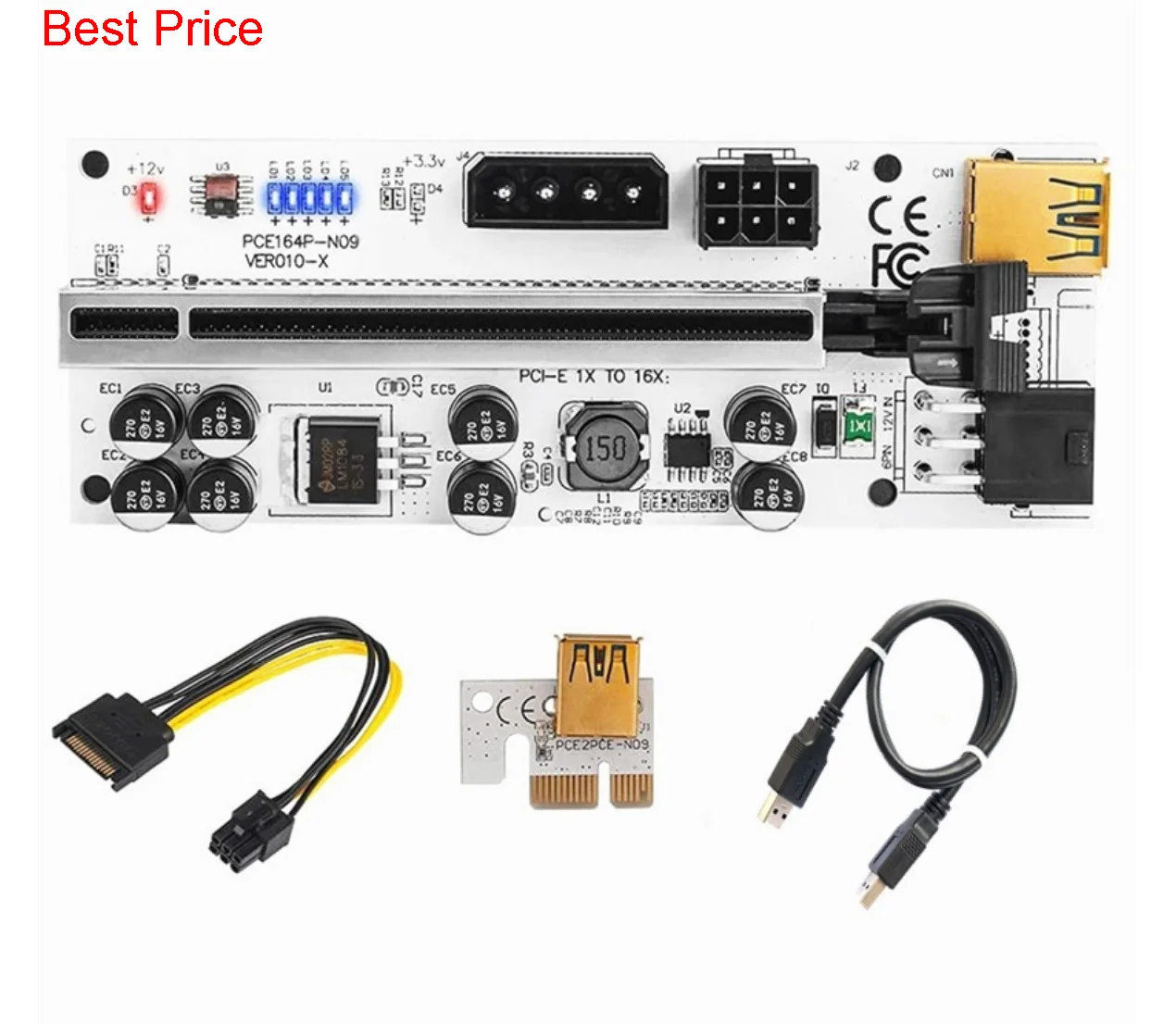 

20PCS Riser VER010 USB 3.0 PCI-E Riser VER010-X Express Cable Riser For Video Card X16 Extender PCI-E Riser Card For Mining