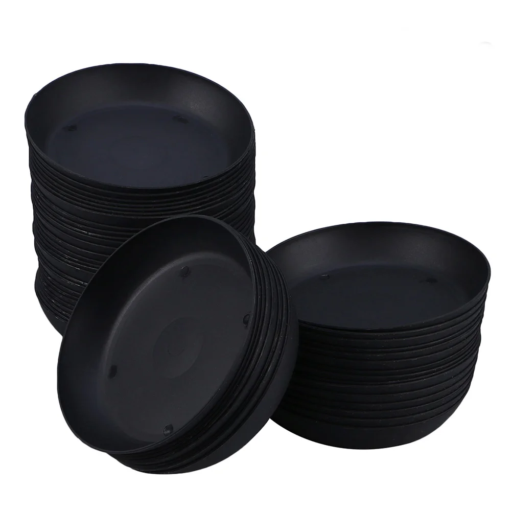 

30 Pcs Round Planter Plastic Pot Saucers Black Serving Tray Drip Trays Flower Pots Indoor Base Plate Flowerpot