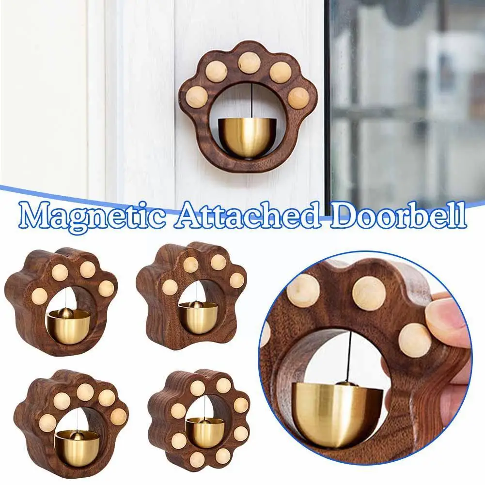 

Cute Paw Entry Doorbell Chime Magnetic Attached Wind Chime Wood Shopkeepers Bell For Door Opening Wardrobe Office Home Busi U2H1