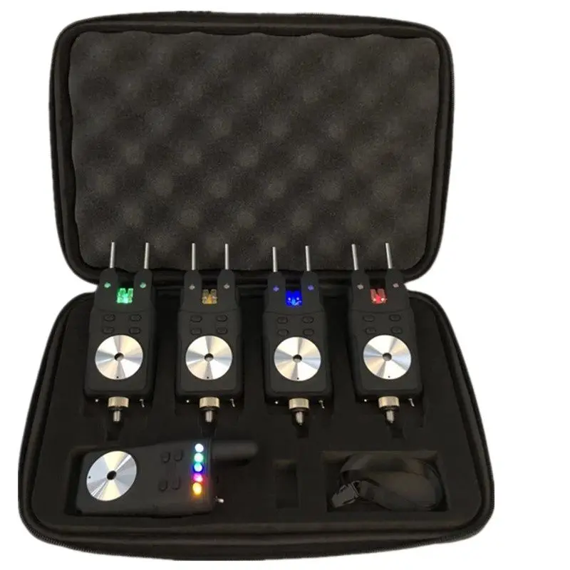 Карповый сигнализатор поклевки с электронным индикатором световой сигнализации на удочку, водонепроницаемый, беспроводной приемник 1+4.