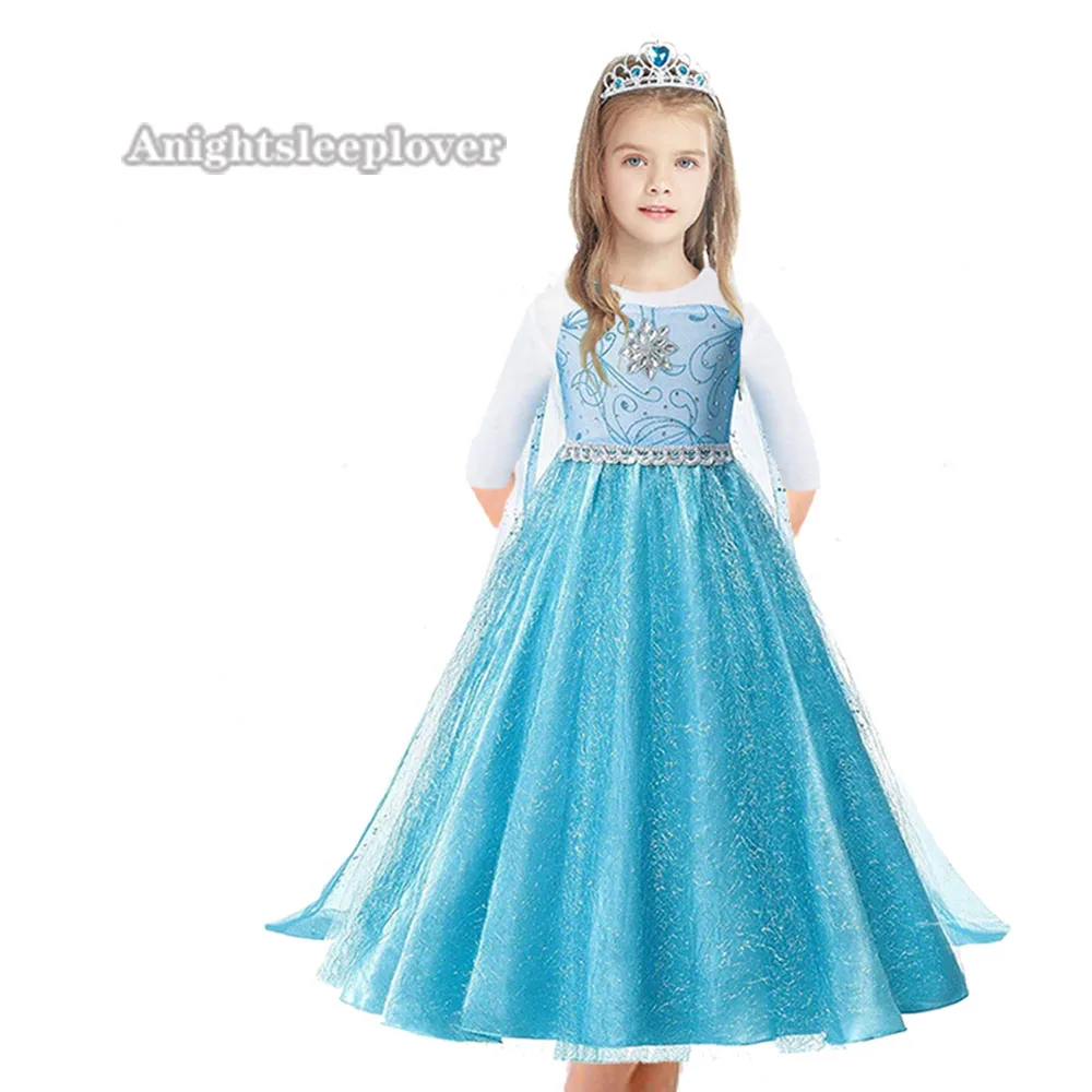 Платье принцессы Эльзы платье Анны костюм одежда для девочек детское Снежной