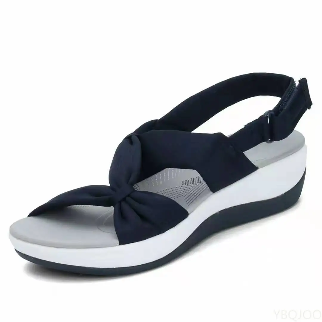 

Women Sandals 2022 Summer Closed Toe Roman Sandals Women Bow Platform Wedges Sandals Women Velcro Comfortable Sandalias