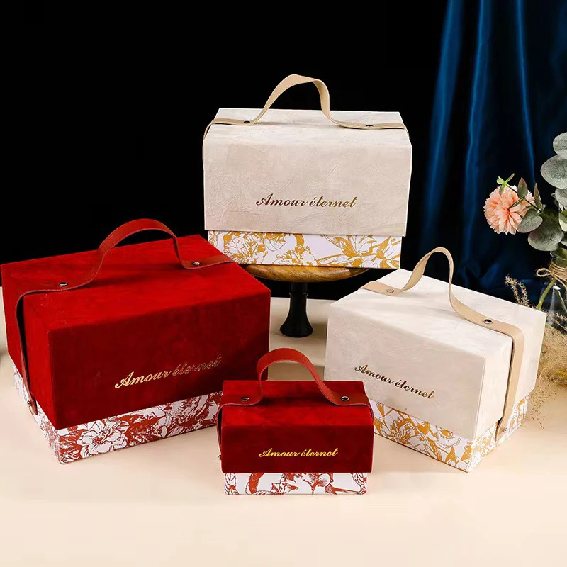 

Свадебная коробка для конфет в европейском стиле, портативная фланелевая Подарочная коробка для подружки невесты, товары для свадебной вечеринки, конфеты, печенье, подарочная упаковка