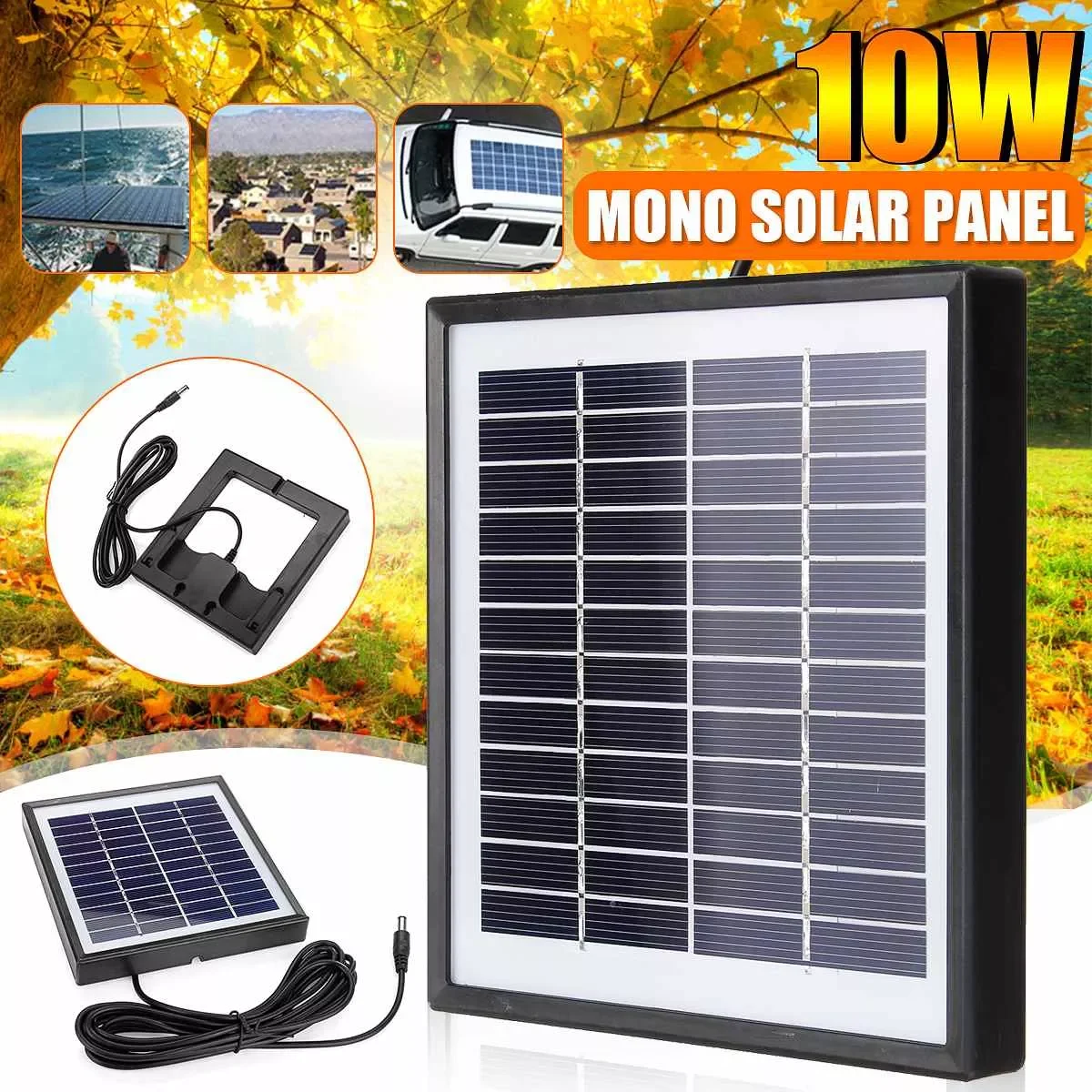 

12V 10W Polysilicon Solar Panel Battery Charger for Street Light Outdoor Light Surveillance Camera Car RV Boat