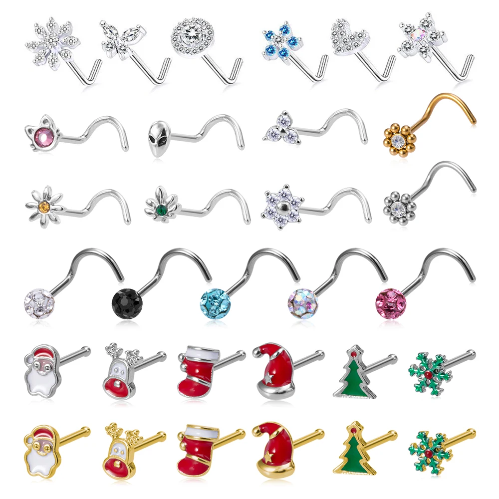 1 шт. L-образные серьги-гвоздики для пирсинга носа кошек инопланетянин цветов