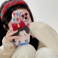 korea cute love disney princess heart bow knot phone cases for iphone 13 12 11 pro max mini xr xs max 8 x 7 se 2022 back cover