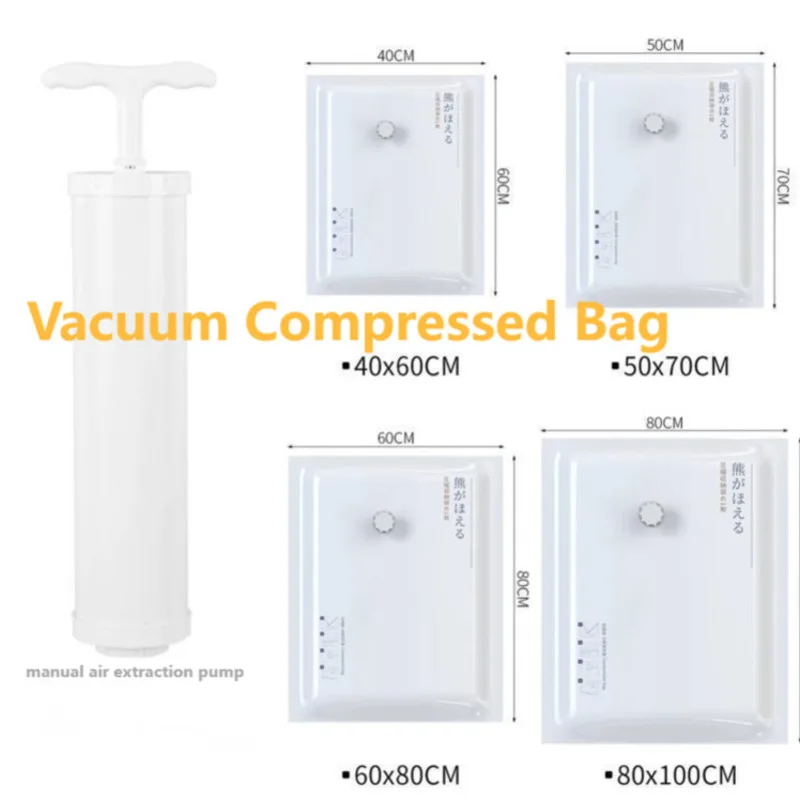 

Four Vacuum Compression Bags Of Different Sizes With Air Extraction Pump Clothes Large Down Jacket Cotton Quilt Storage Bags
