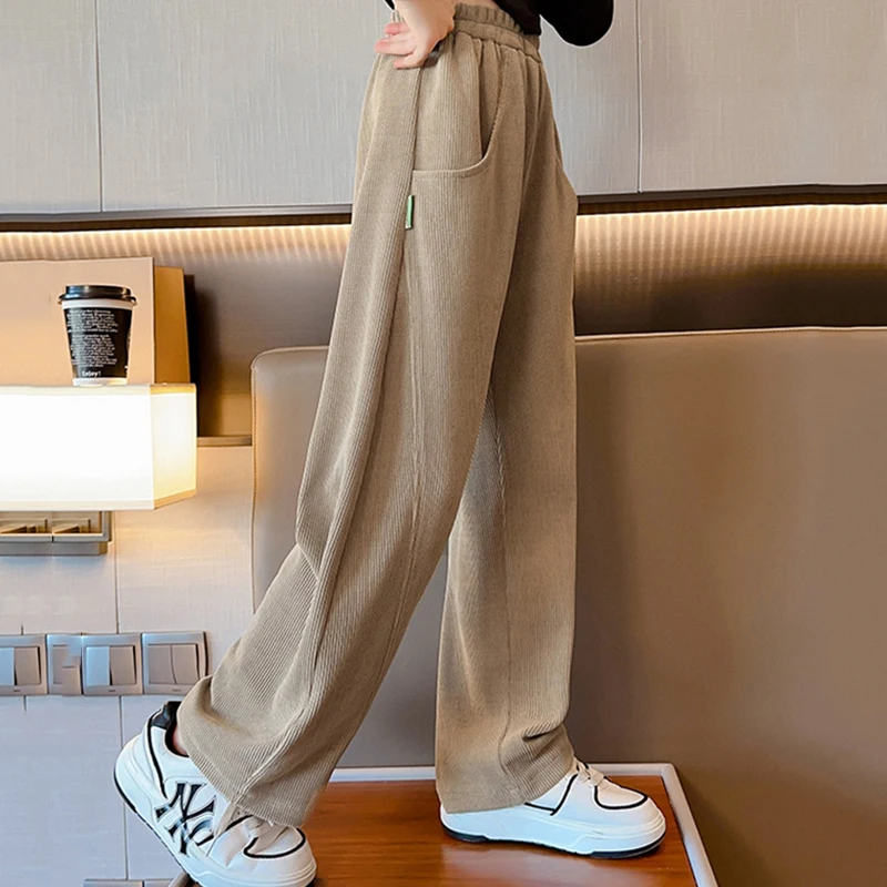 

Girls Sweatpants Fashion All-match School Kids High Waist Trousers 10 12 13 Years Children Clothes Loose Casual Teen Pants 13 Y