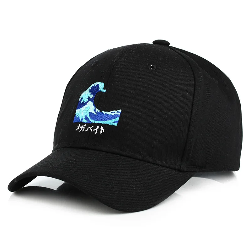 

Unisex Wave Japanese Letter Baseball Caps Fashion Embroidery Cotton Adjustable Snapback Hip Hop Caps Outdoor Summer Sun Dad Hat