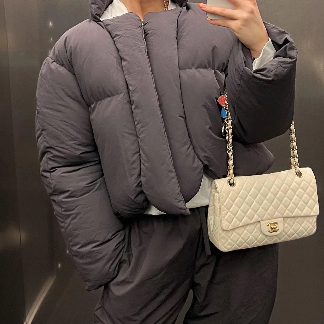 Warm Fashion Casual Lightweight Jacket Female Autumn and Winter New Long-Sleeved Niche Design Solid Color Simple Cotton Clothing