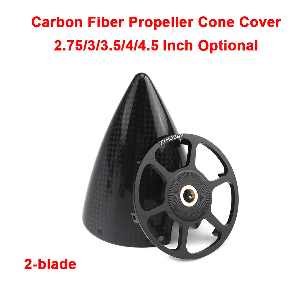 

1Pcs 2.75/3/3.5/4/ 4.5 inch Carbon Fiber Spinner Cone 2-blade Propeller Cone Cover For RC 20CC-100CC Airplane Model