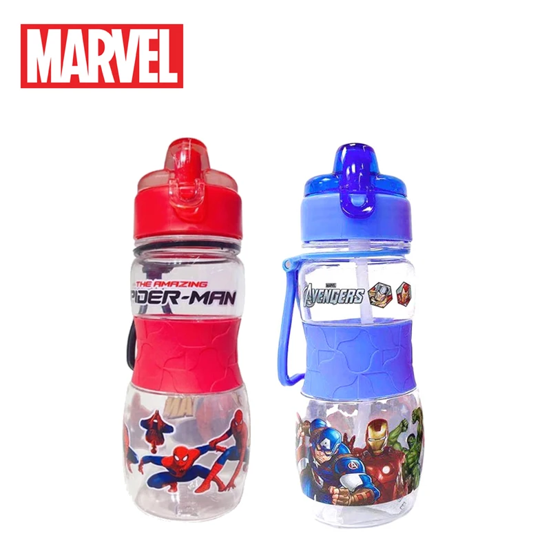 

400ML Marvel Spiderman Cup Avengers Spider-Man Water Sippy Cup Cartoon Kids Feeding Cups with Straws Outdoor Portable Bottles