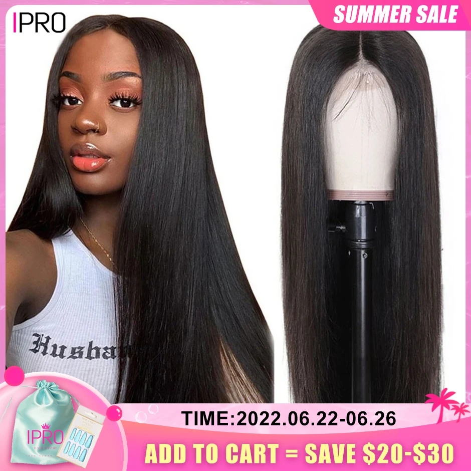 

IPRO HAIR 180% Bone Straight Human Hair Wigs For Black Women 4x4 Lace Closure Human Hair Wigs Remy Malaysia Straight Hair Wigs