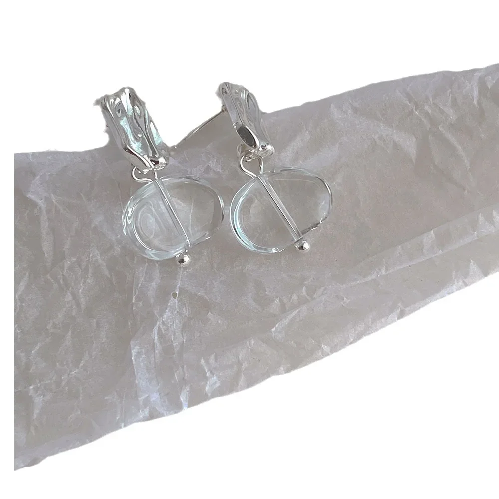 Корейские INS нишевые дизайнерские акриловые прозрачные серьги с ощущением льда