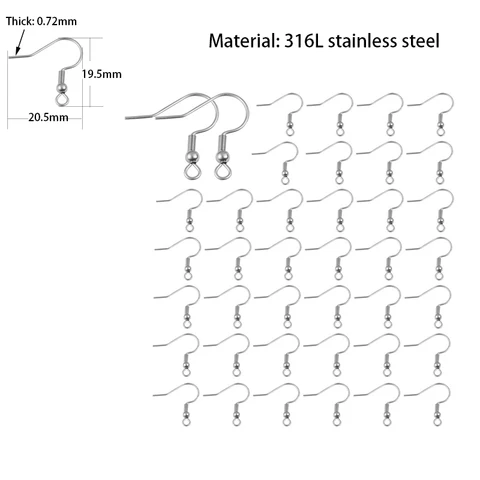 Застежки-крючки для сережек из нержавеющей стали 50-200 шт