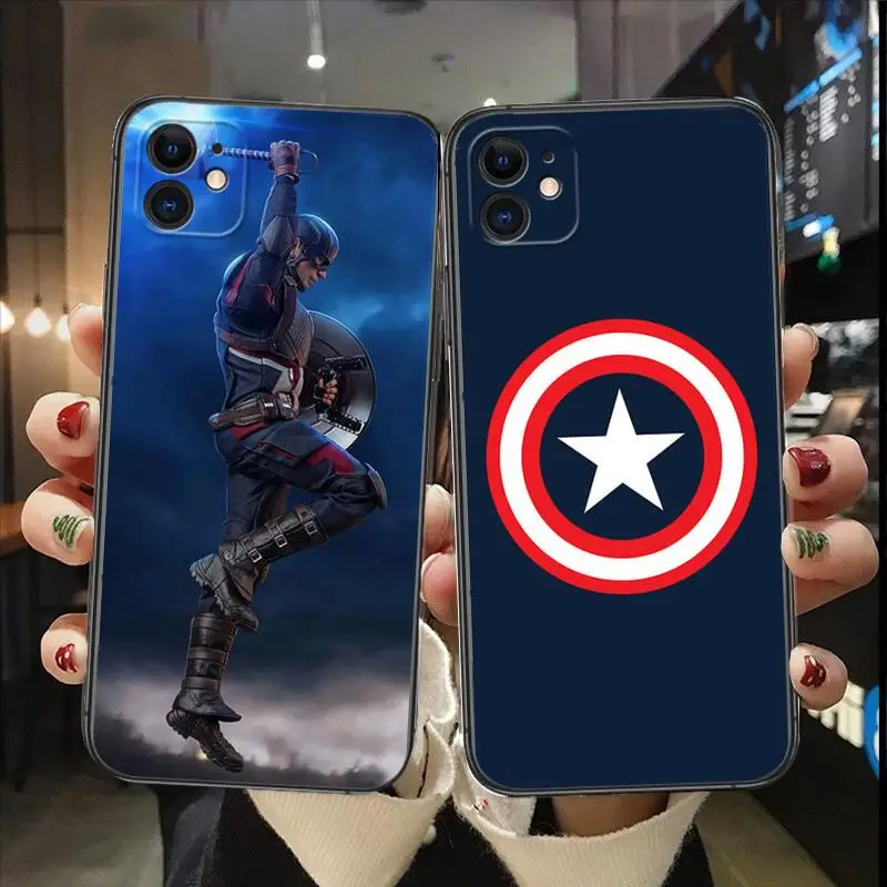 

captain america Anime phone Case For IPhone 13 12 11 Pro Max Mini SE XR X XS Max 8Plus 7plus 6 6S New Shell Black phone Case