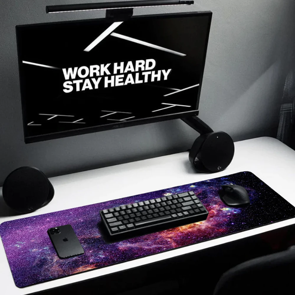 Universe Purple Mousepad Starfield Large Rugs Galaxy Mouse Ped Gamer Milky Way Mause Pad Space Office Accessories Desk Mat 120cm
