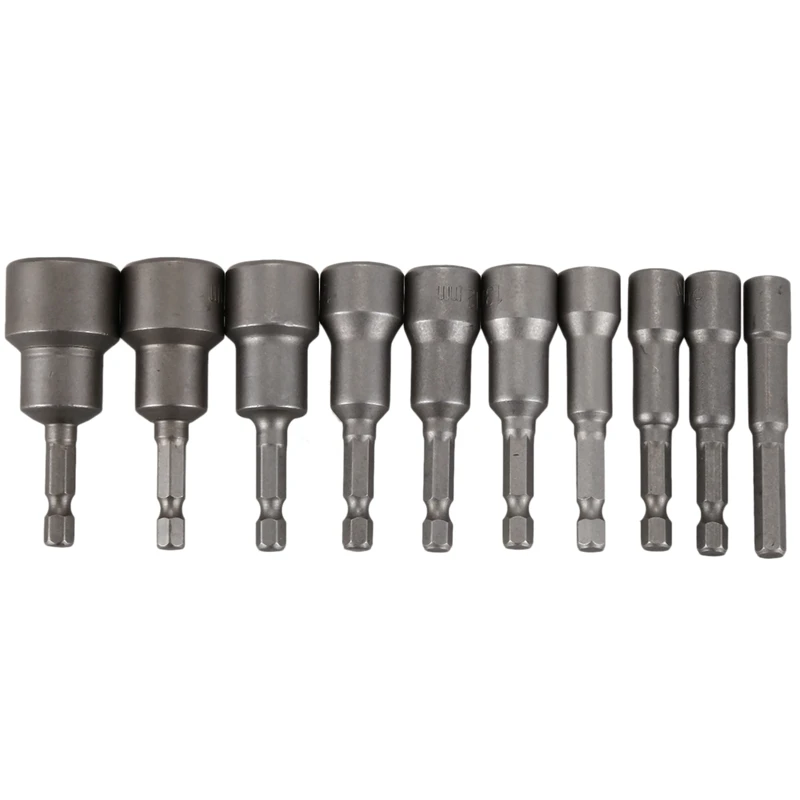 

10Pcs 1/4Inch Diameter 6Mm-19Mm Hex Shank Bit Socket Magnetic Set Drill Bit Tool