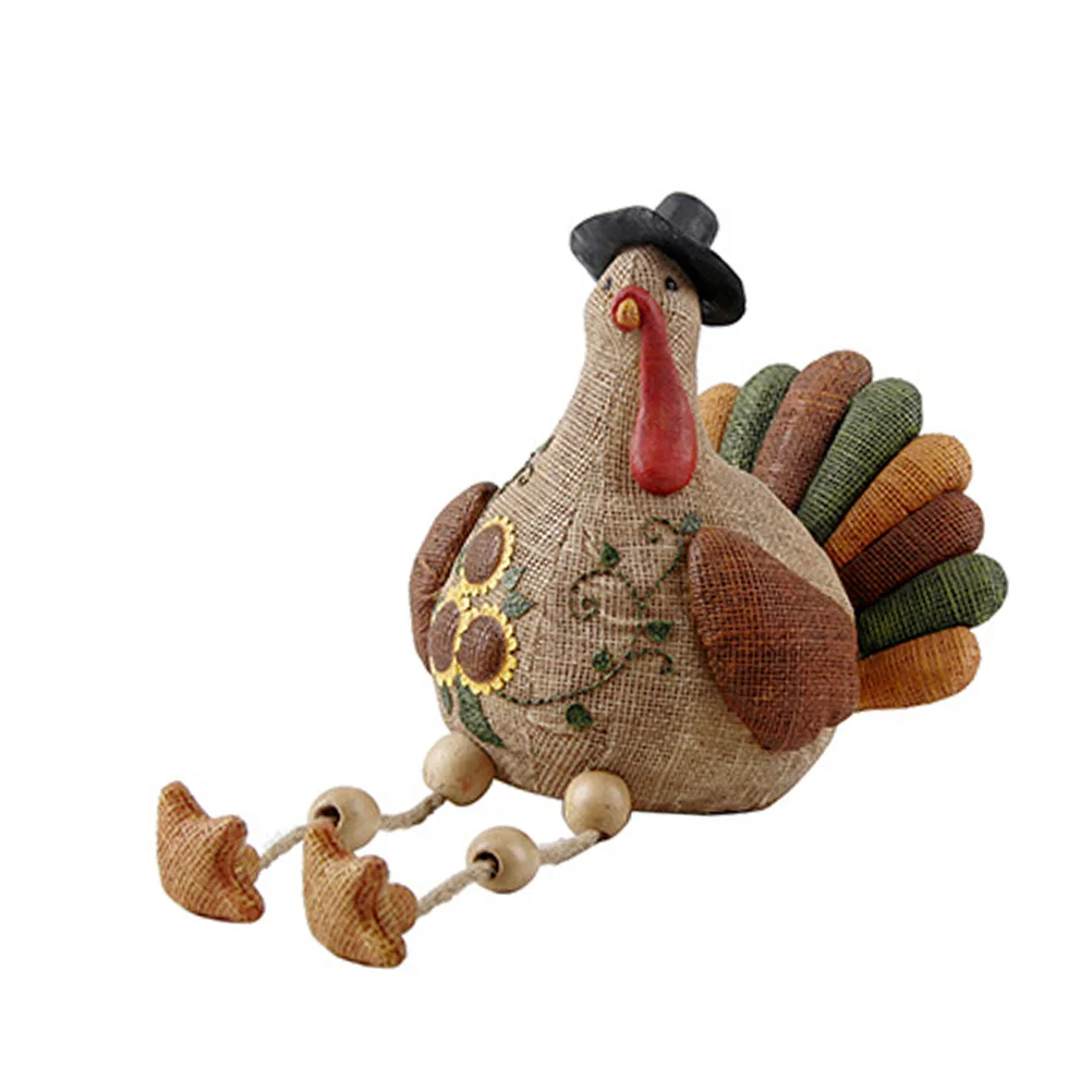 

Turkey Thanksgiving Statue Decor Fall Decorationsplush Resin Fireplace Table Centerpiece Tabletop Figurine Autumn Decoration