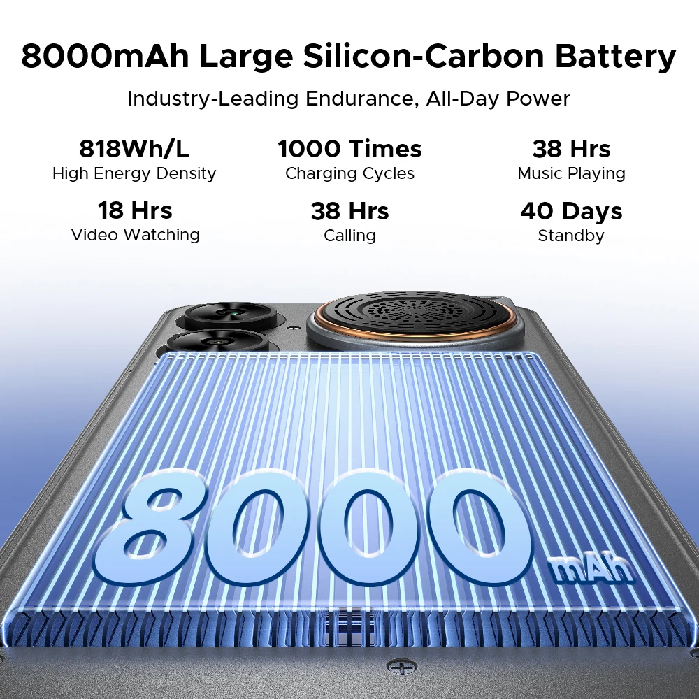 Фото Смартфон DOOGEE M30, 8000 мАч, экран 6.88'', 48 ГБ ОЗУ (6 ГБ + 42 ГБ), 256 ГБ ПЗУ, камера 64 МП, динамик 135 дБ, Android 16, NFC №4