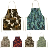new camouflage style apron household cleaning pinafore pinafore splicing pattern sleeveless cotton linen aprons custom apron bib