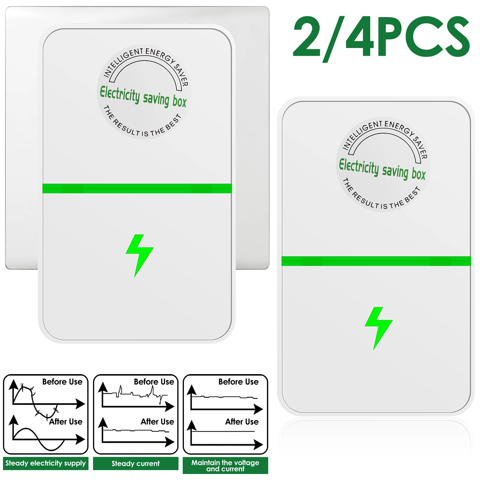 

2/4Pcs Power Saver 90V-250V Electric Energy Saver US Standard Household Electricity Saving Box Smart Portable Electric Bill