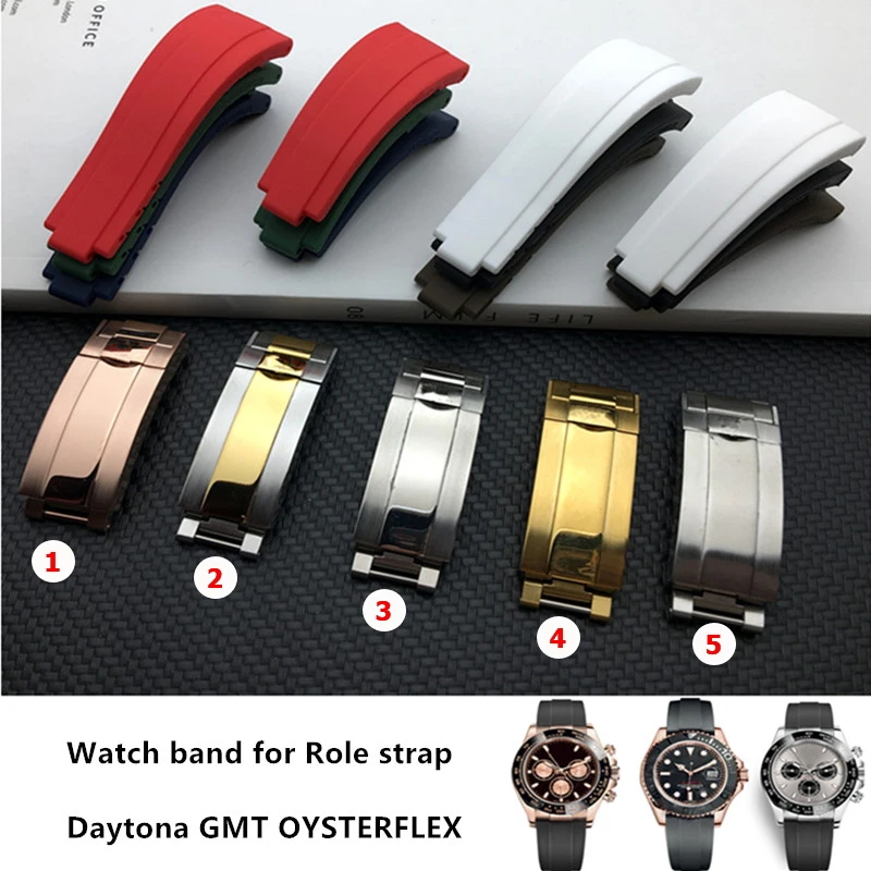 

Ремешок резиновый для часов, черный, красный, зеленый, синий, белый браслет для устриц, вечной яхты-Master COSMOGRAP Sub-mariner, 20 мм