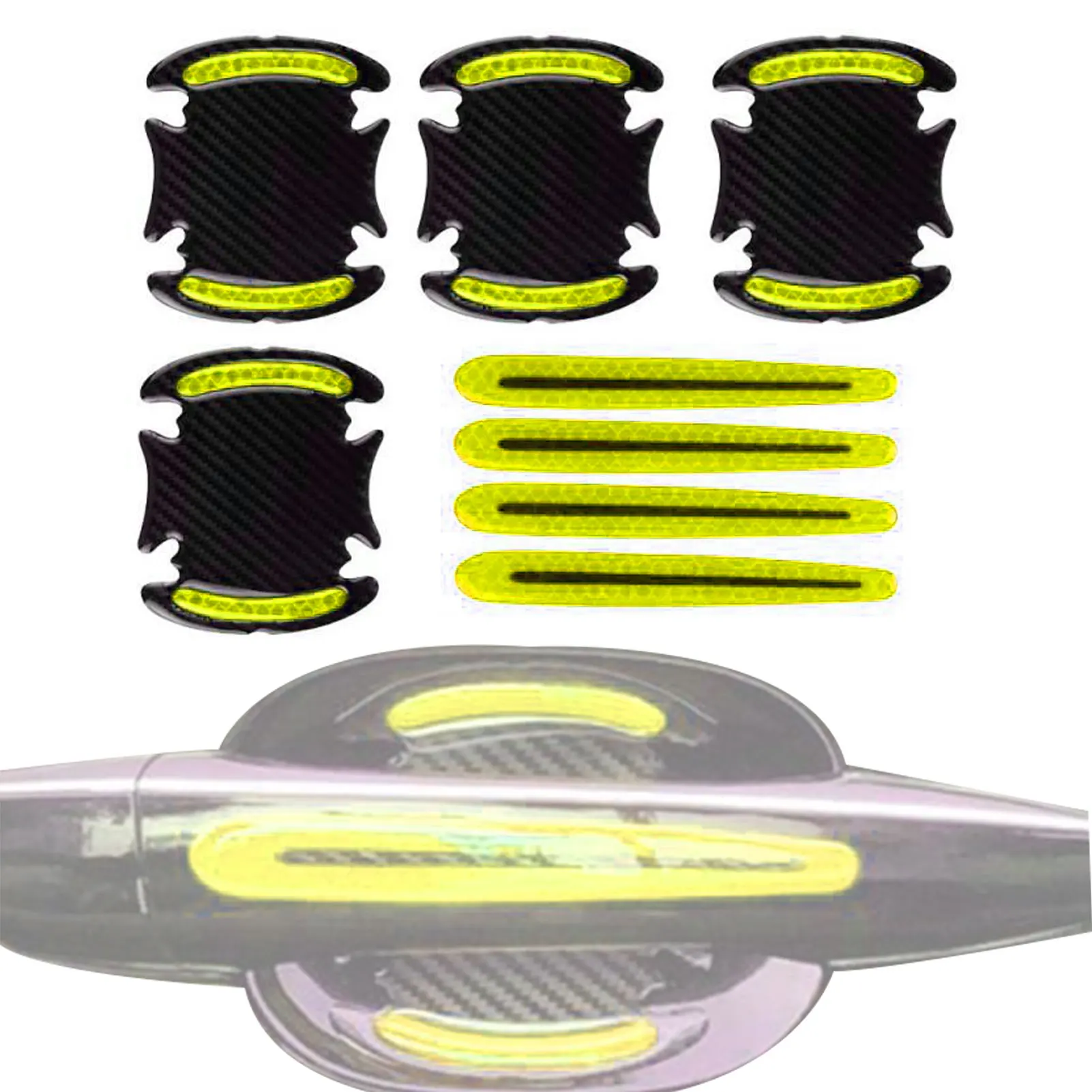 

Car Door Handle Sticker 8-pcs Car Door Handle Protector Reflective Car Door Cup Protector Auto Anti-scratches Car Door