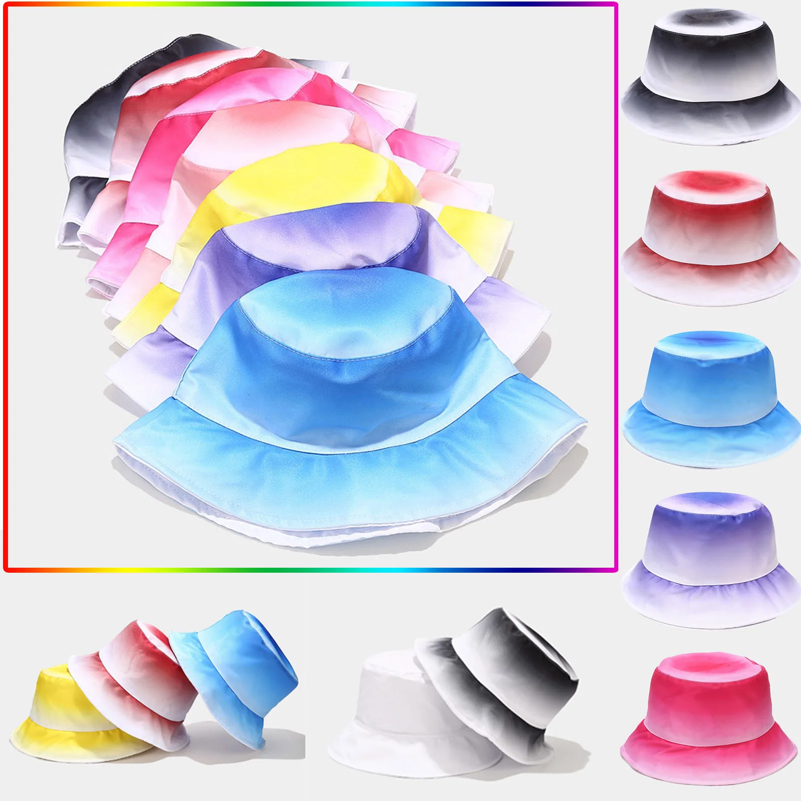 

Панама женская Пляжная с эффектом потертости, двухсторонняя Панама с градиентом, белый и синий цвета, маленькая, летняя