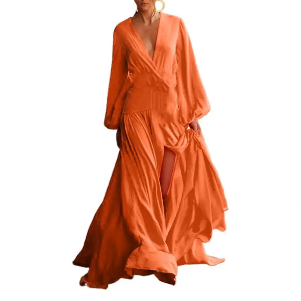 

Robe Dress Women Maxi Dress Comfy Solid Color Fashion Waist Tight Women Maxi Dress